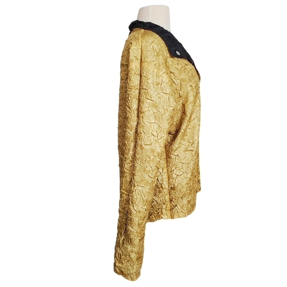 Lou Nardi Reversible Black & Gold Lightweight Crinkle Jacket - Picture 5 of 8